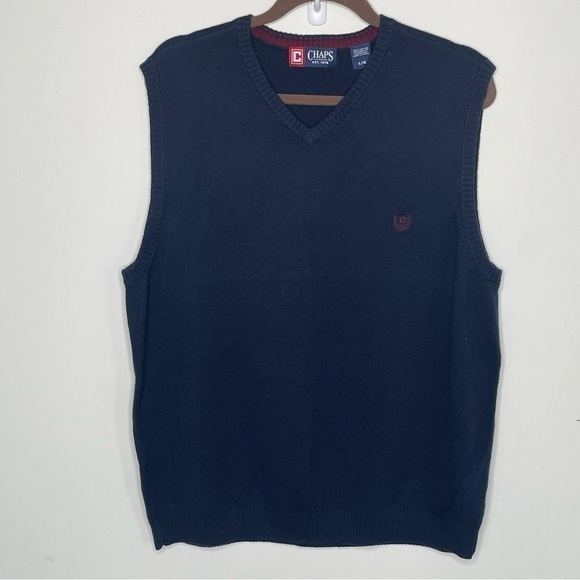 𝅺Chaps Navy Blue V-Neck Sweater Vest in Size Large - Picture 3 of 13